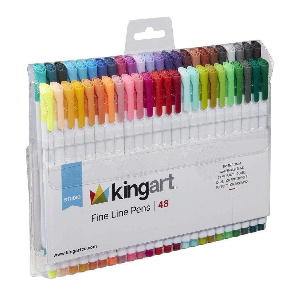 KINGART® Fine Line Color Ink Pens, Set of 48 Unique Colors, Tip Size 0.