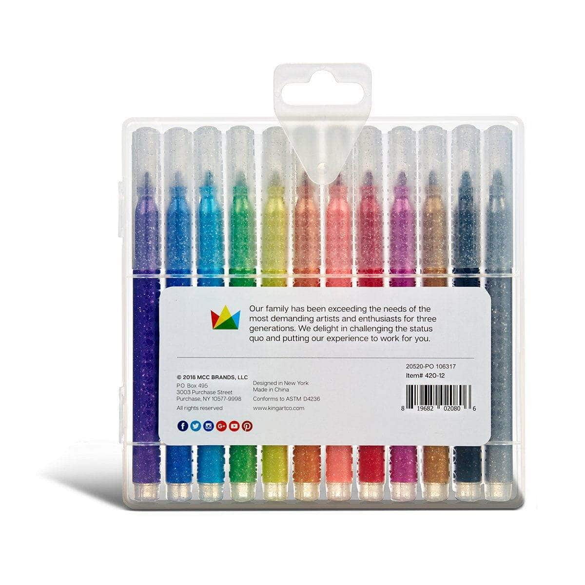 KINGART® Glitter Markers, Set of 12 KINGART