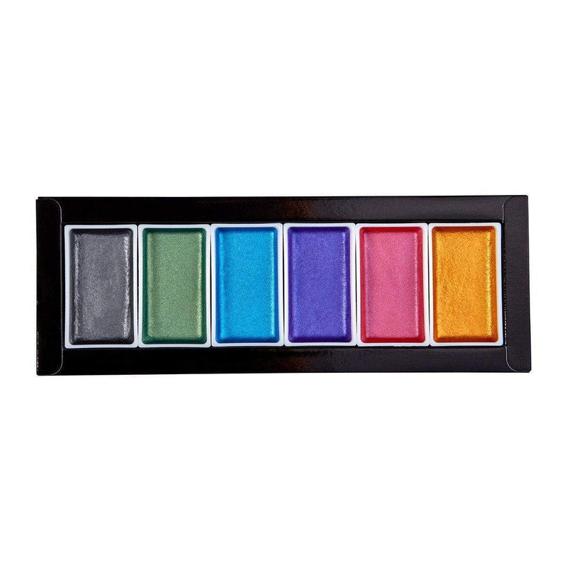 KINGART® Studio Metallic Watercolor Paint, Set 6 of Shimmery Colors - KINGART