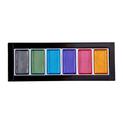 KINGART® Studio Metallic Watercolor Paint, Set 6 of Shimmery Colors - KINGART