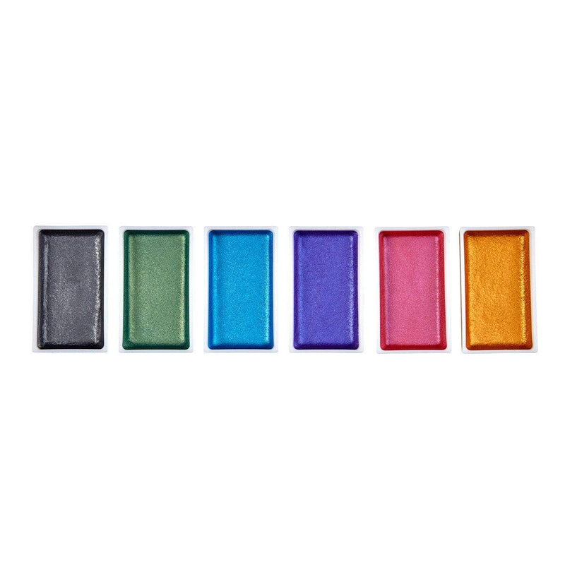 KINGART® Studio Metallic Watercolor Paint, Set 6 of Shimmery Colors - KINGART