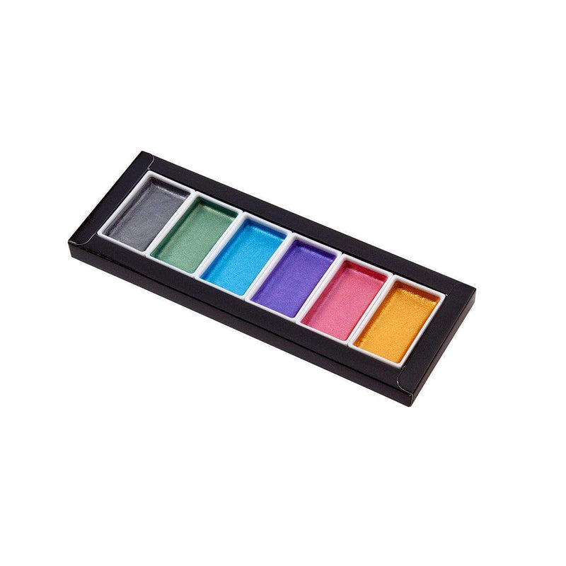 KINGART® Studio Metallic Watercolor Paint, Set 6 of Shimmery Colors - KINGART