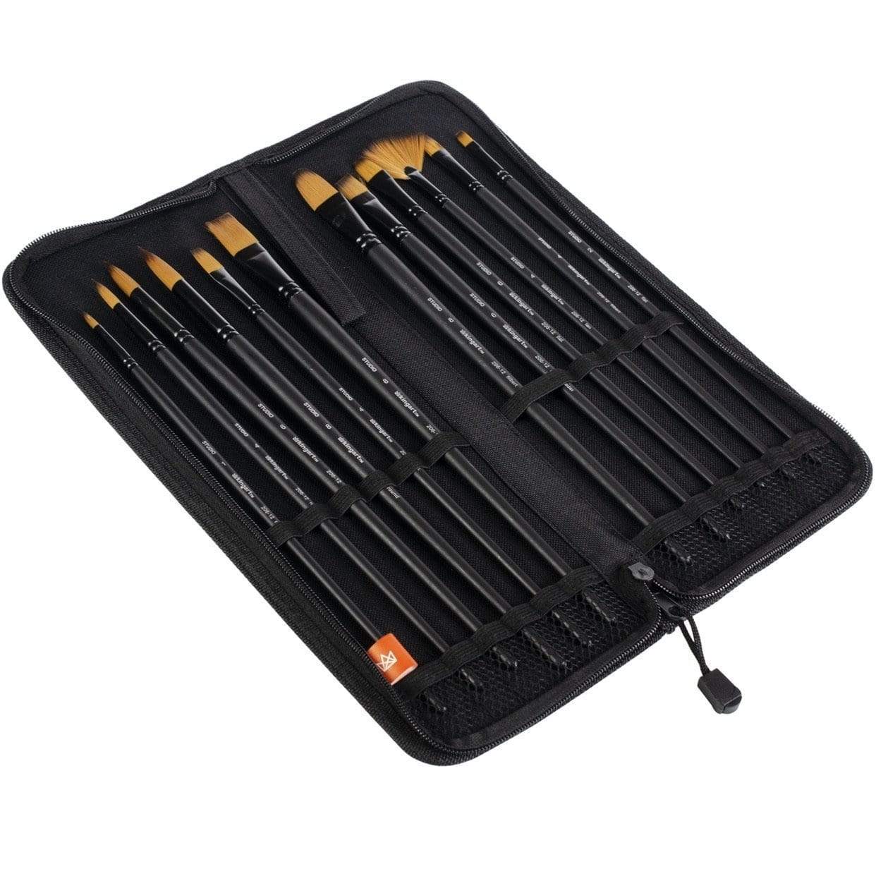 KINGART® Oil & Acrylic Long Handle Brush Set, Synthetic Blend, 12 PC