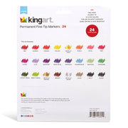 KINGART® Studio Permanent Fine Tip Markers, Set of 24 Unique & Vivid Colors - KINGART