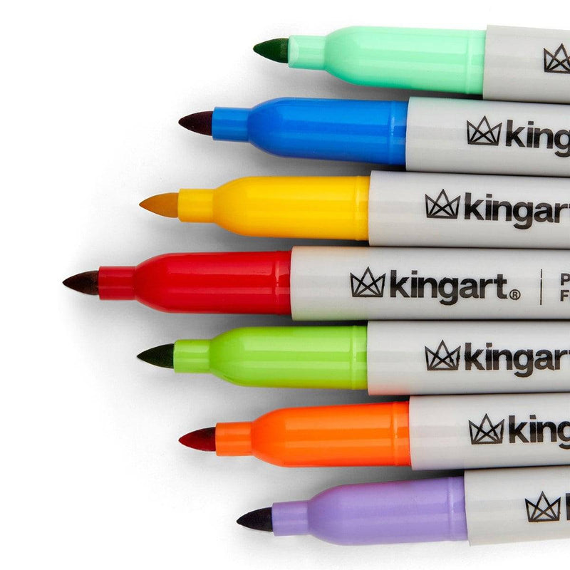 KINGART® Studio Permanent Fine Tip Markers, Set of 24 Unique & Vivid Colors - KINGART