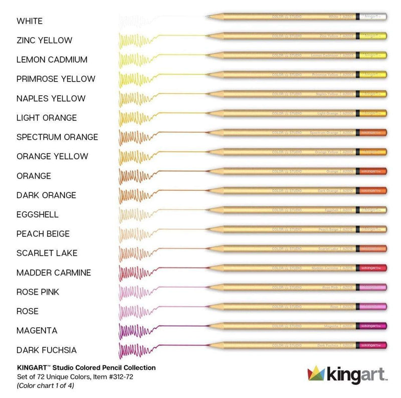 KINGART® Studio Series Colored Pencil Collection in Wood Case, 72 Unique Colors - KINGART