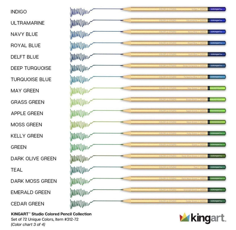 KINGART® Studio Series Colored Pencil Collection in Wood Case, 72 Unique Colors - KINGART