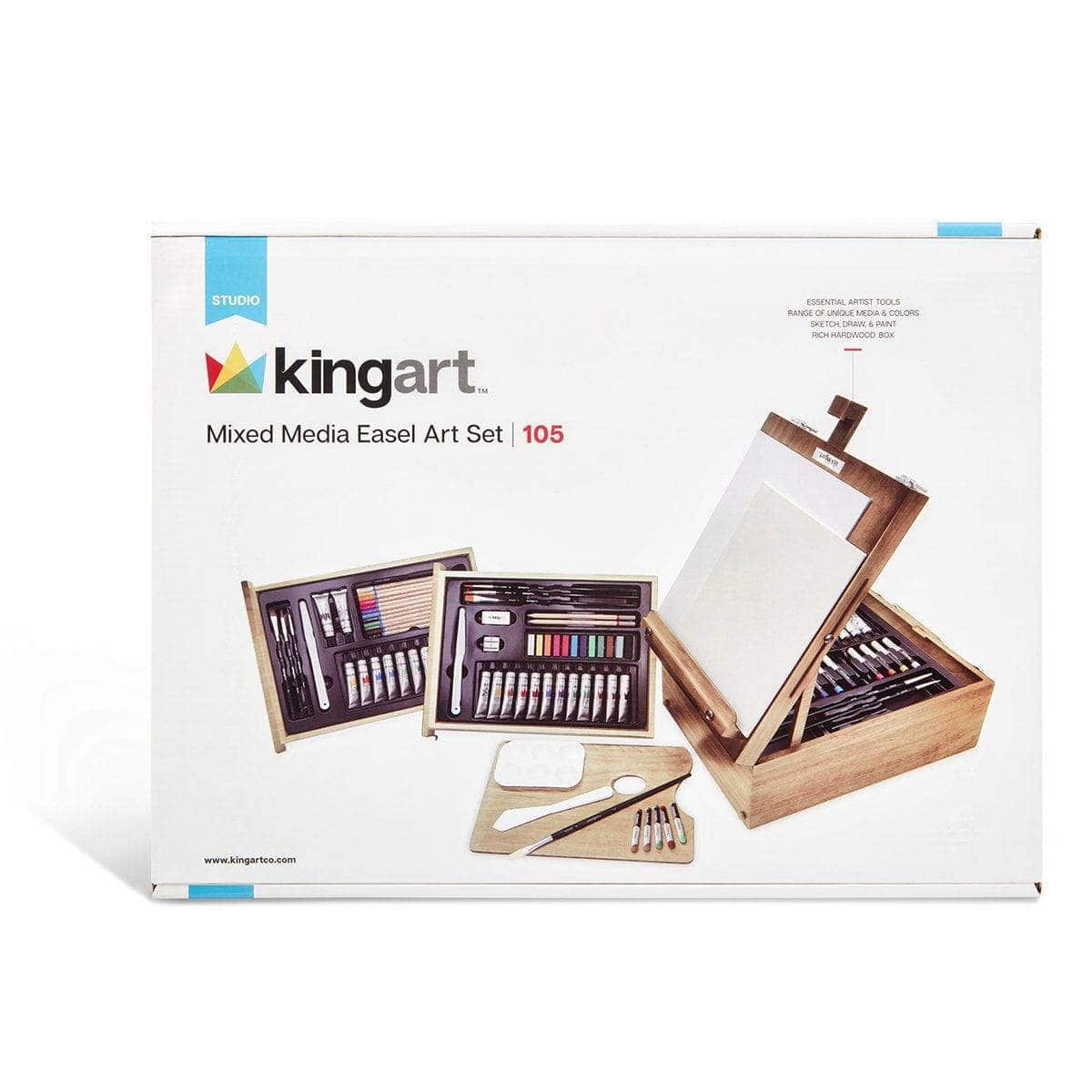 KINGART® Studio Series Mixed Media TableTop Sketchbox Easel Art Set