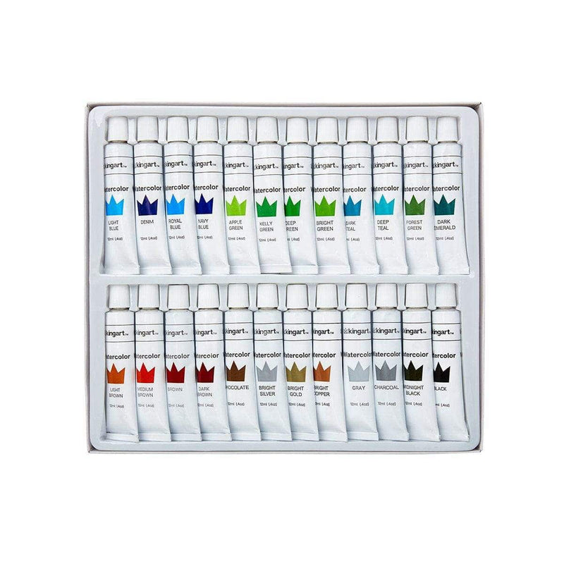 KINGART® Studio Watercolor Paint, 12ml (.4oz), Set of 48 Unique Colors - KINGART