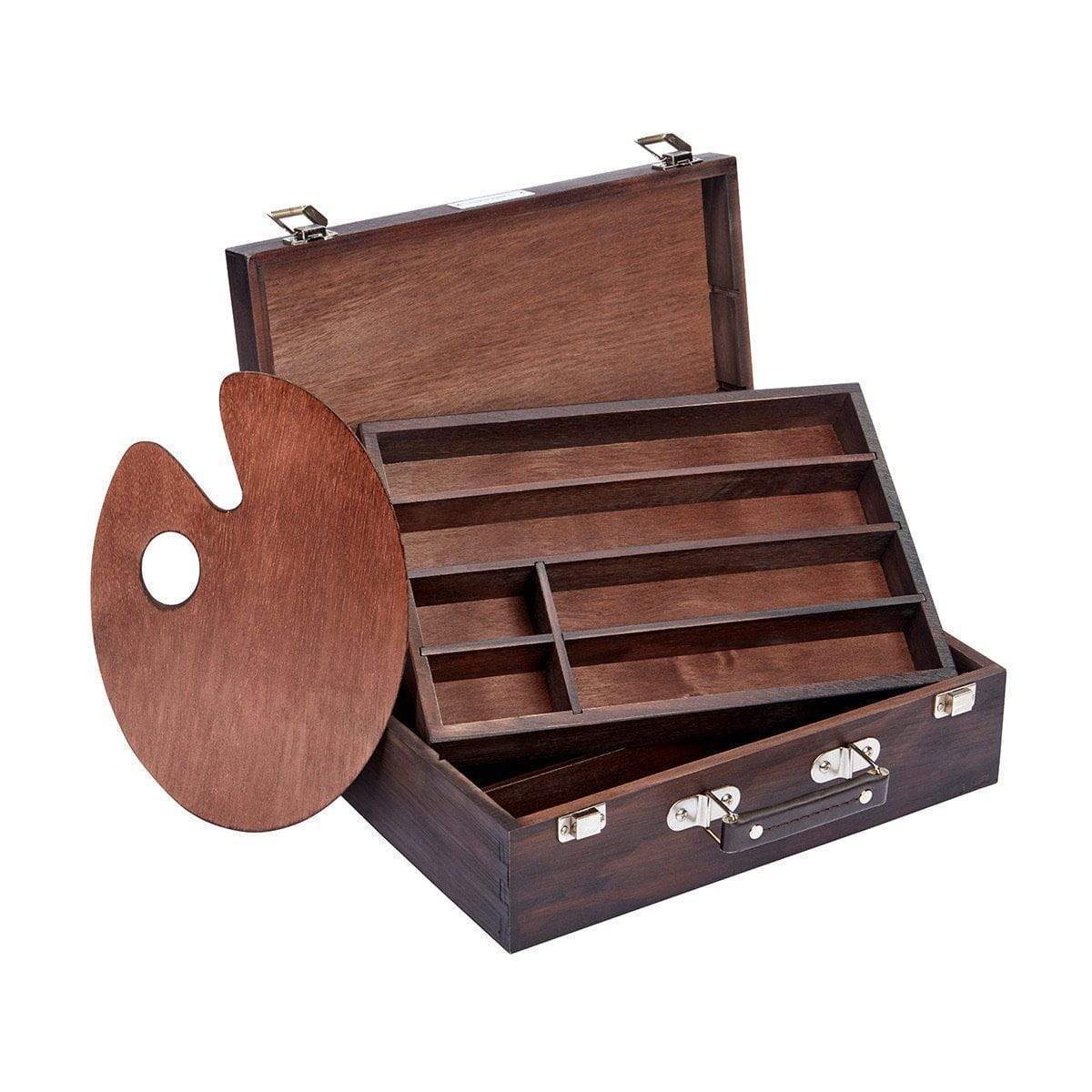 KINGART® Wooden Artist Storage Box, 2-Tier, Espresso Finish