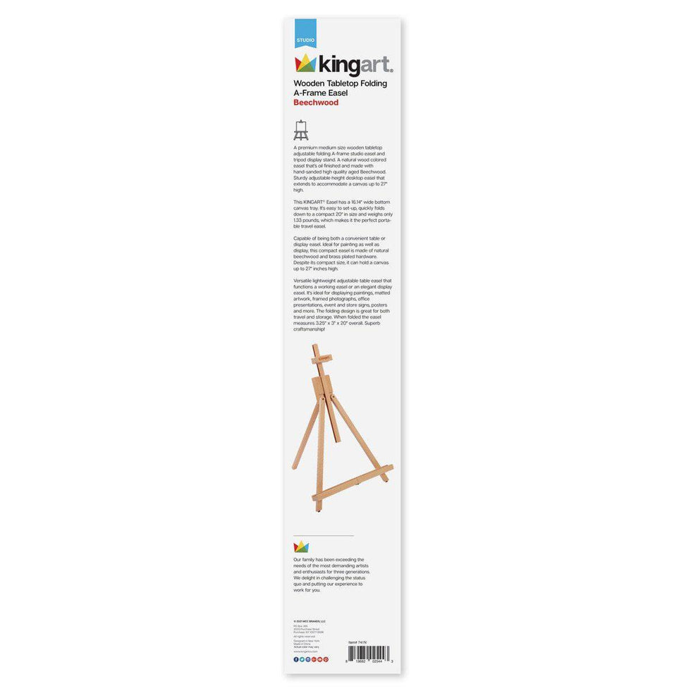 KINGART® Wooden Artist Tabletop Easel, Portable & Adjustable with