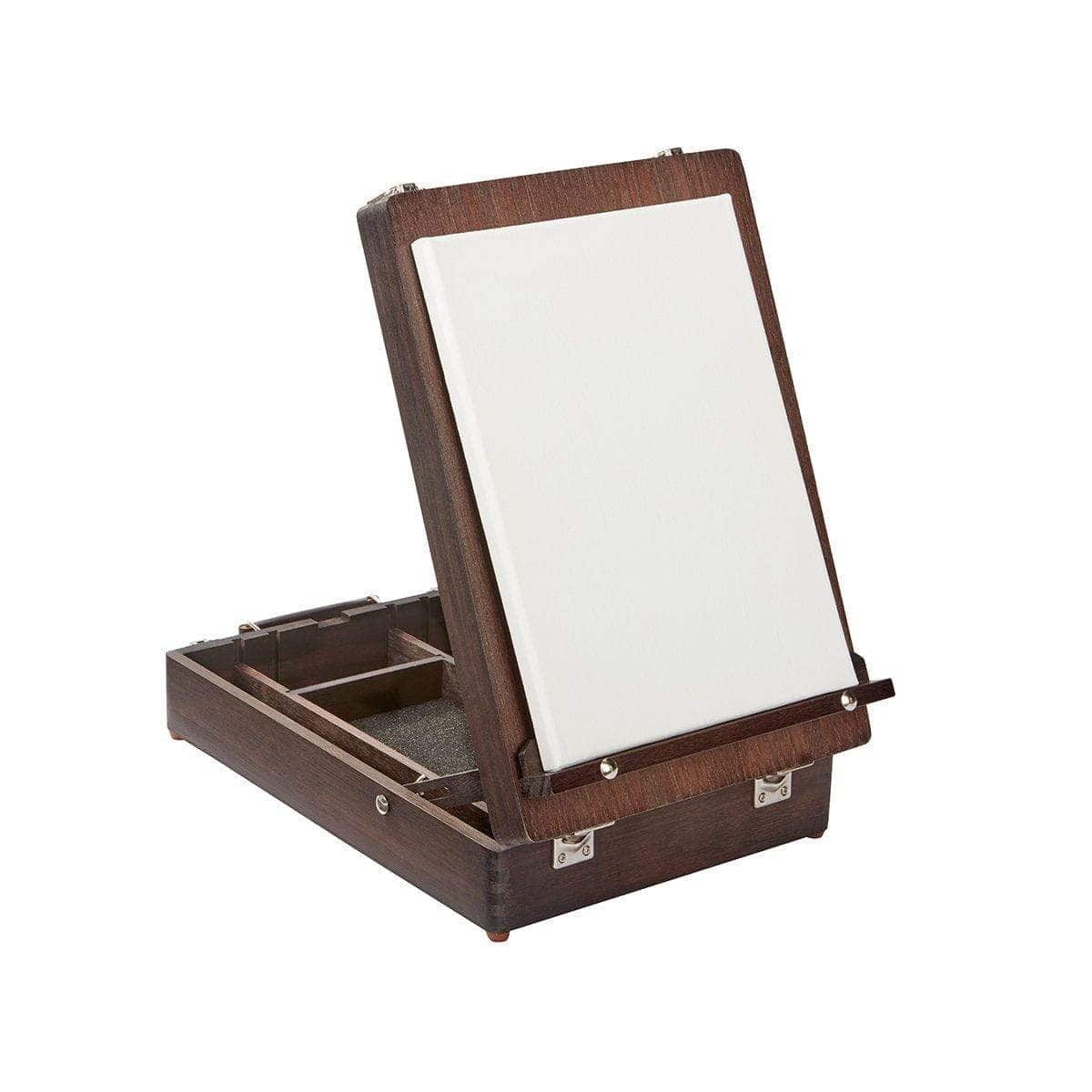 KINGART® Wooden Tabletop Easel Art Box, Adjustable & Portable, Espresso