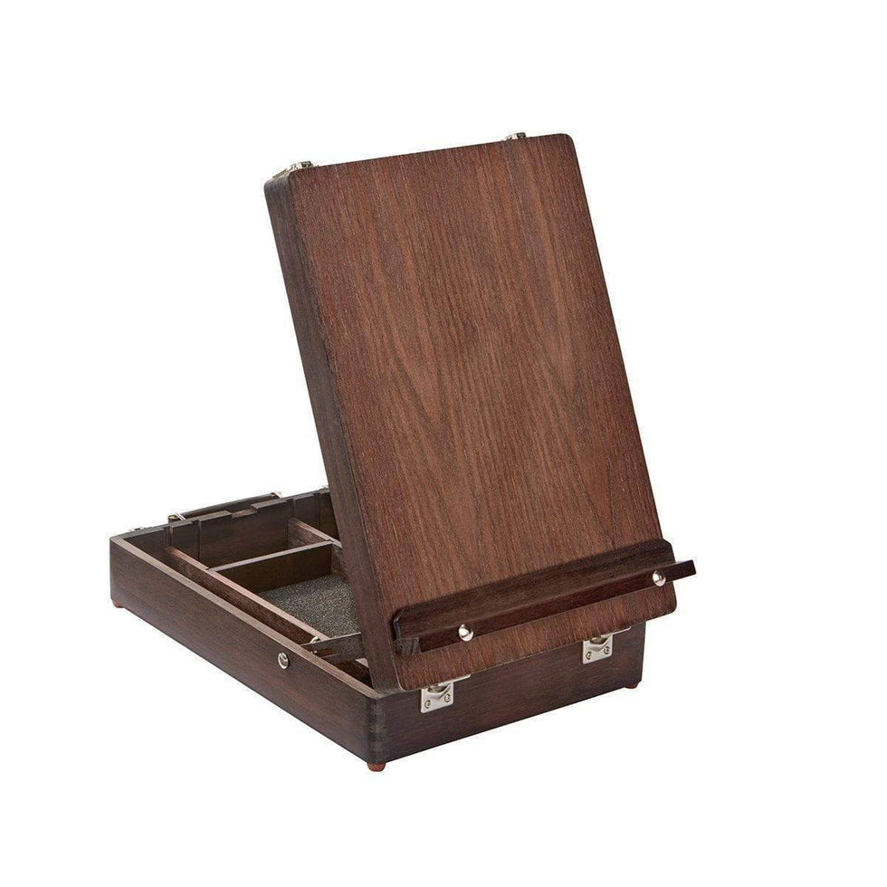 KINGART® Wooden Tabletop Easel Art Box, Adjustable & Portable, Espresso