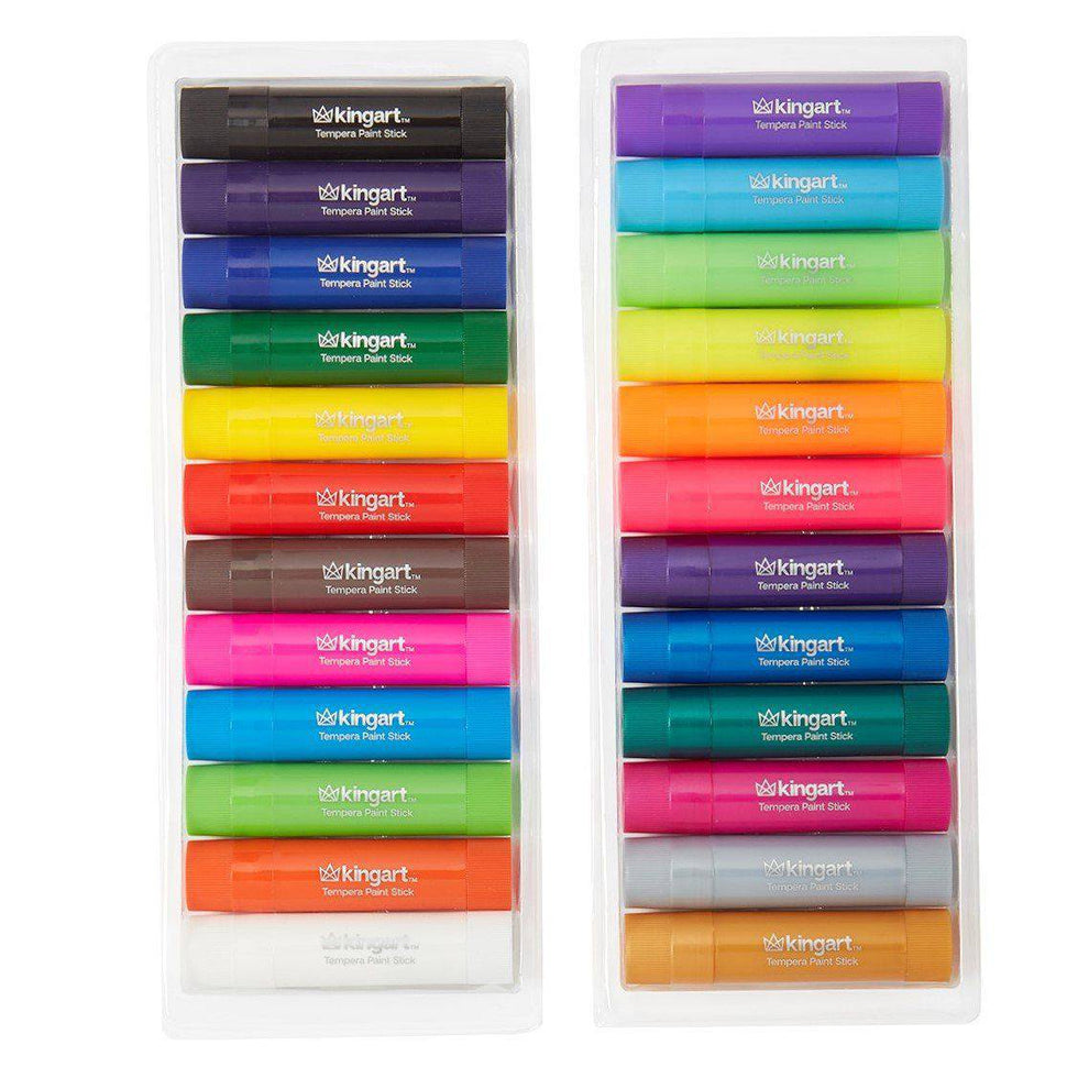KINGART® Tempera Paint Sticks, 24 Vibrant Colors Solid Tempera Paint