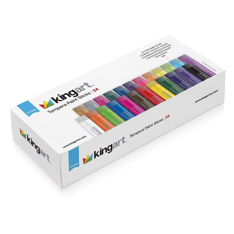 KINGART® Tempera Paint Sticks, Washable, Rich & Creamy, Set of 24 Unique Colors - KINGART