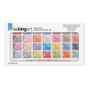 KINGART® Watercolor Half-Pan Set, Pearlescent Colors, 28 Unique Shades & Paint Brush - KINGART