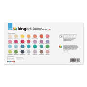 KINGART® Watercolor Half-Pan Set, Pearlescent Colors, 28 Unique Shades & Paint Brush - KINGART
