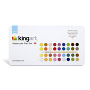 KINGART® Watercolor Pans, Tin Case & Paint Brush, Set of 36 Unique Colors - KINGART