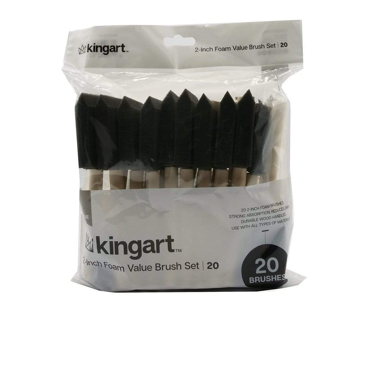 Kingart 2 Foam Brush Value Pack 20/Pkg