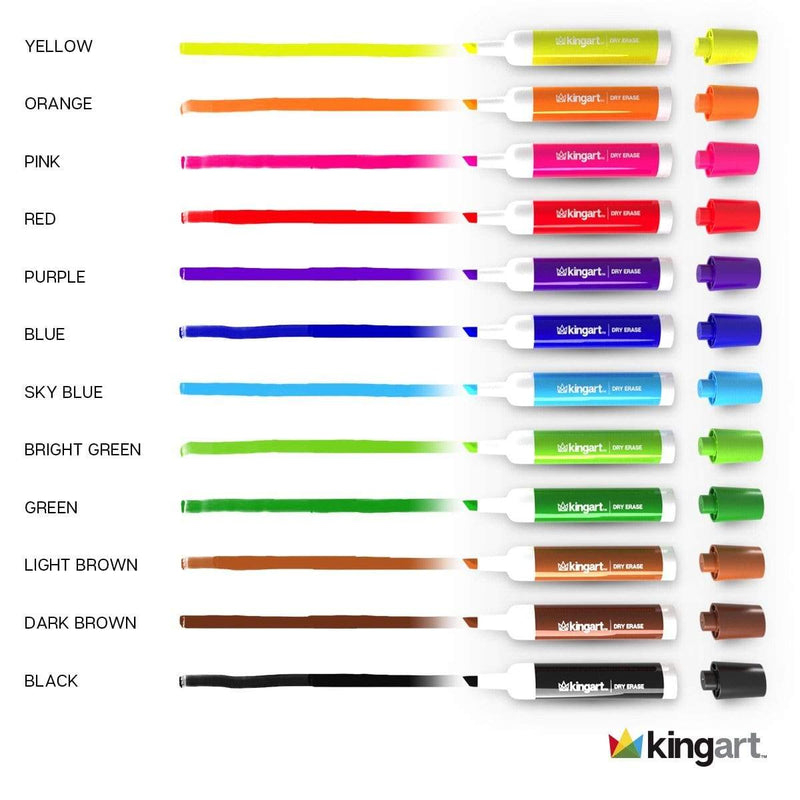 KINGART® Value Pack Dry Erase Markers, Set of 36 (12 colors 3 each) - KINGART