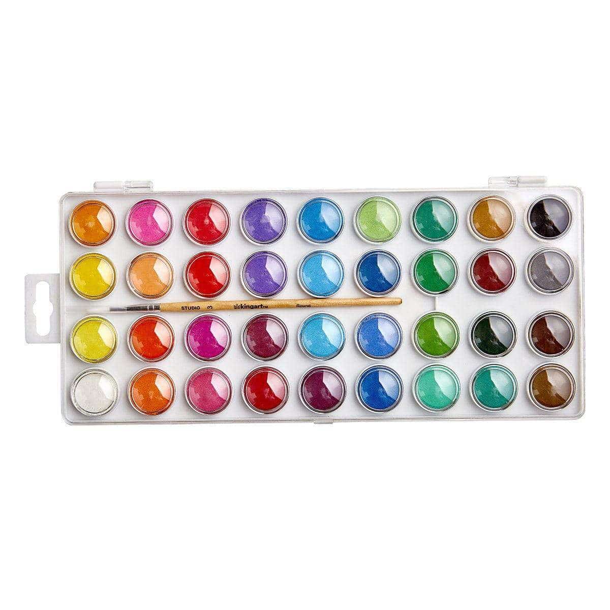 KINGART® Watercolor Pan Set, 36 Unique Colors & Paint Brush KINGART