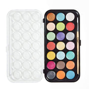 KINGART® Watercolor Pan Set, Pearlescent Colors, 21 Unique Shades & Paint Brush - KINGART